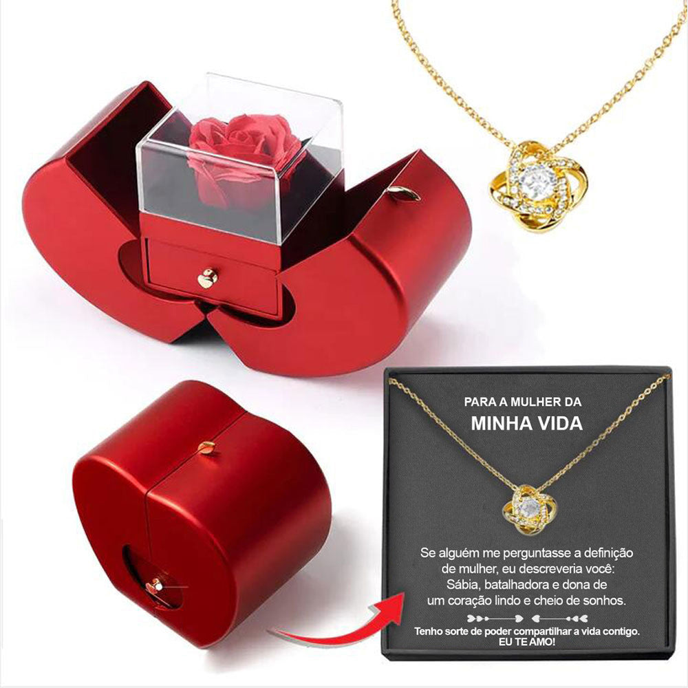 Cadeau pour la Saint-Valentin rose et collier éternel