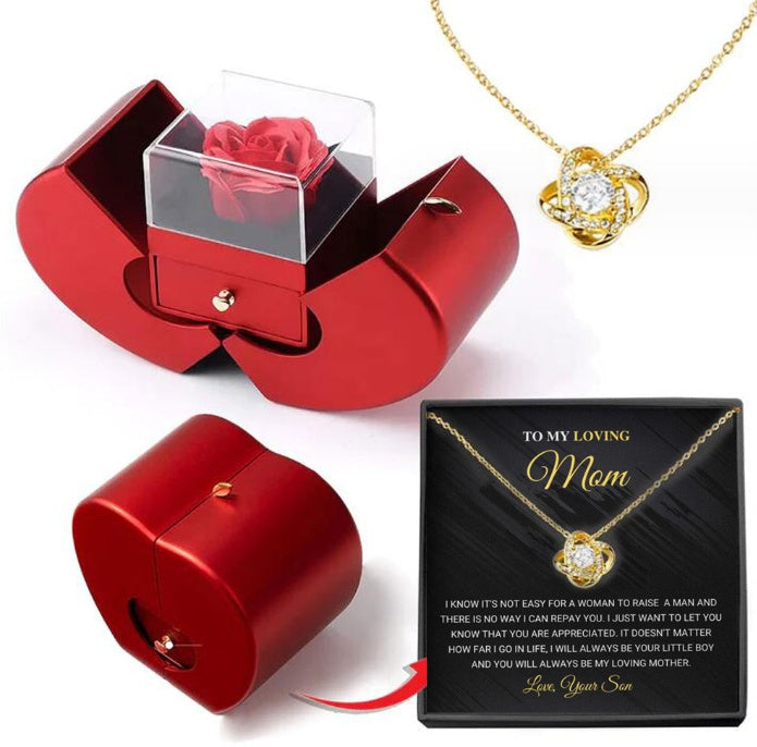 Cadeau pour la Saint-Valentin rose et collier éternel