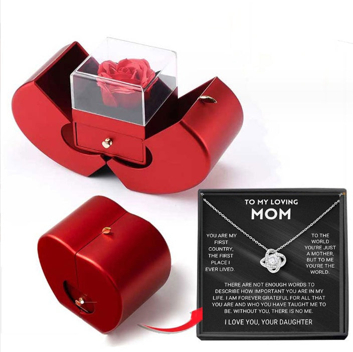 Cadeau pour la Saint-Valentin rose et collier éternel