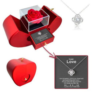 Cadeau pour la Saint-Valentin rose et collier éternel