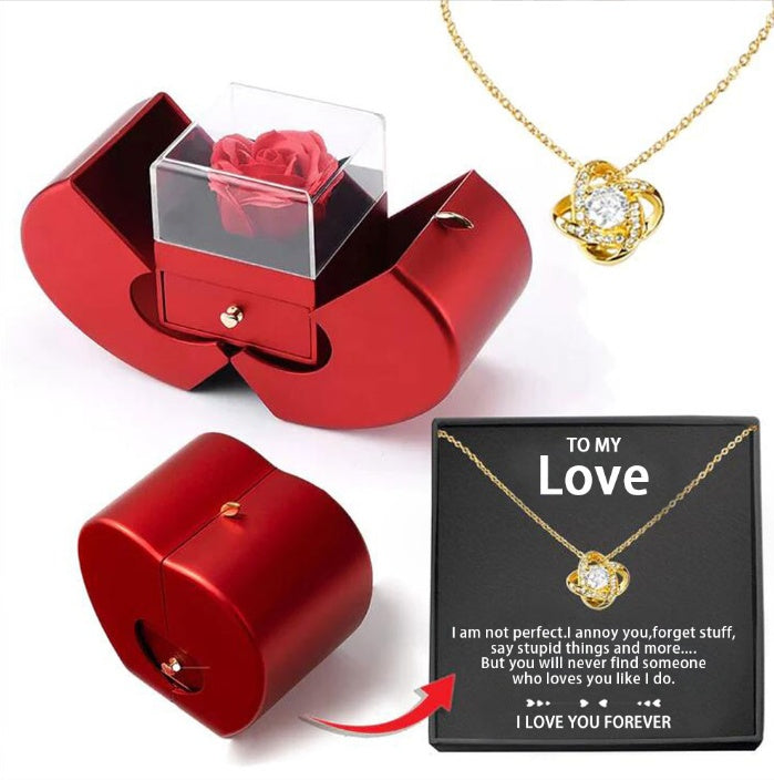 Cadeau pour la Saint-Valentin rose et collier éternel